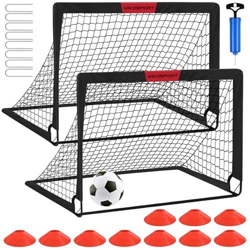 VAVOSPORT Kids Soccer Goals for Backyard Set of 2, Soccer Training Equipment