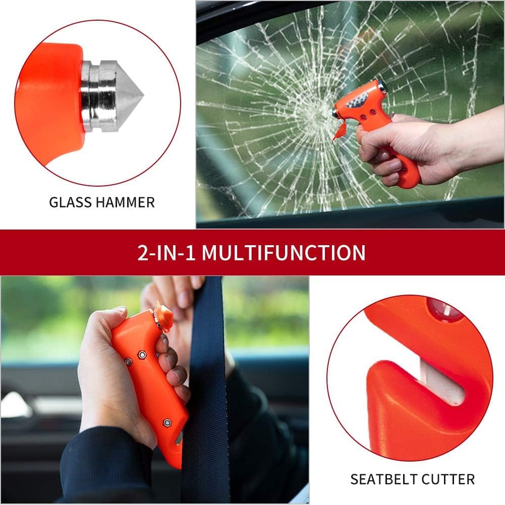 MOTORBUDDY Seatbelt Cutter and Window Breaker for Cars,Glass Breaker,Auto Escape Safety Hammer Tool Under Water,Emergency Car Safety Accessories,Truck，Vehicle