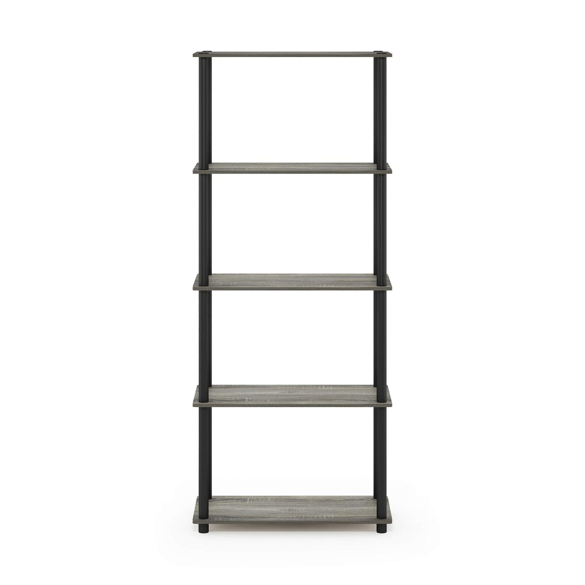 Furinno TURN-N-TUBE Storage Shelves, 5-Tier Book Shelf, Corner Shelf, Toolless Open Shelves, for Organization and Storage, Living Room, Garage, Home Office, French Oak
