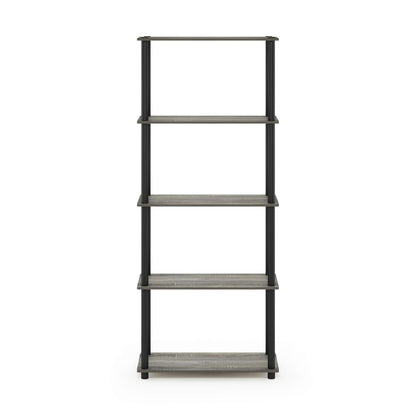 Furinno TURN-N-TUBE Storage Shelves, 5-Tier Book Shelf, Corner Shelf, Toolless Open Shelves, for Organization and Storage, Living Room, Garage, Home Office, French Oak