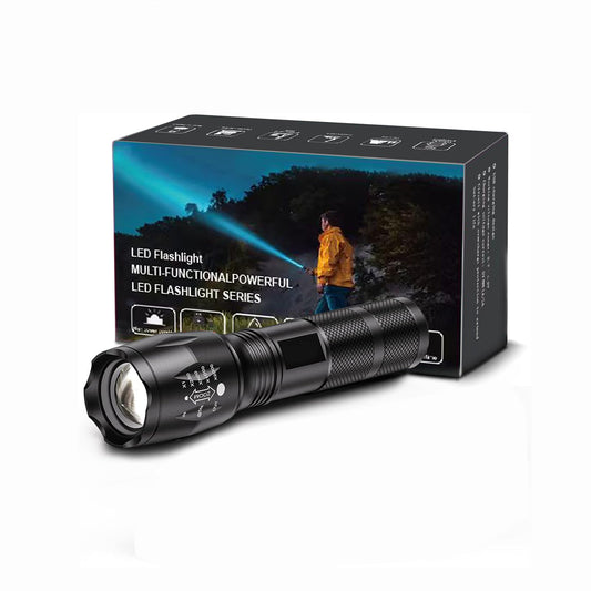 1 Pack Flashlights, Military Grade 5 Modes 3000 High Lumens Led Waterproof Handheld Flashlight for Camping Biking Hiking Outdoor and Home Use(Batteries Not Included)