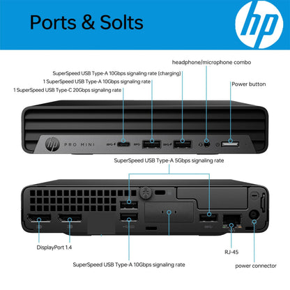 HP 2025 Elite 805 Mini PC Desktop Computer, AMD Ryzen 5 (Beat i7-11700T), Ultra-Quiet Design, 32GB RAM, 1TB PCIe SSD, Dual 4K Display Support, USB-C, Wi-Fi 6, Keyboard & Mouse, Windows 11 Pro