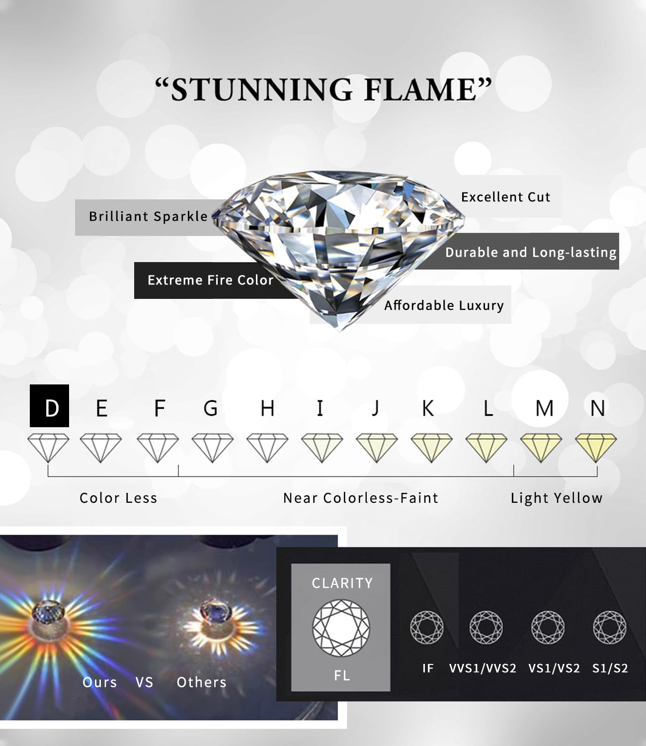 "STUNNING FLAME" 18K Gold Plated Silver Brilliant Cut Simulated Diamond Cubic Zirconia Stud Earrings(yellow-gold-plated-silver, 4.0)