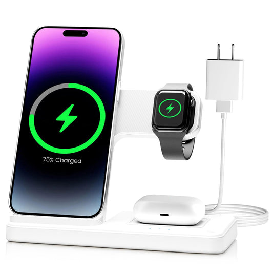 Wireless Charger Charging Station: 3 in 1 Charger Stand for Apple Multiple Devices Product for iPhone 16 15 14 Pro Max 13 12 11 for Watch 10 9 8 7 6 5 4 3 2 SE & Ultra for Airpods 4 3 2 Pro