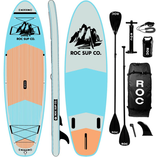 Roc Inflatable Stand Up Paddle Boards with Premium SUP Paddle Board Accessories, Wide Stable Design, Non-Slip Comfort Deck for Youth & Adults (Cloud)