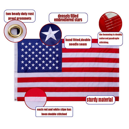American Flag 5x8 Outdoor Heavy Duty, Embroidered Stars Flag, The Strongest Longest Lasting 5x8 ft American Flag Embroidered Stars/Sewn Stripes/Brass Grommets…
