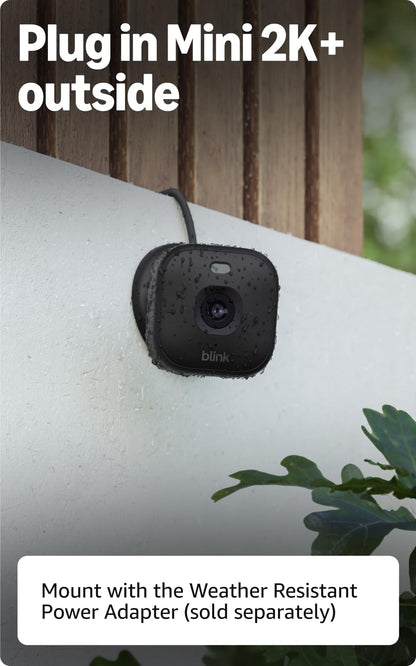 Blink Mini 2K+ (newest model) – Plug-in Home & Pet Security Camera with 2K video resolution, color night vision, enhanced audio, motion detection – 2 cameras (Black)