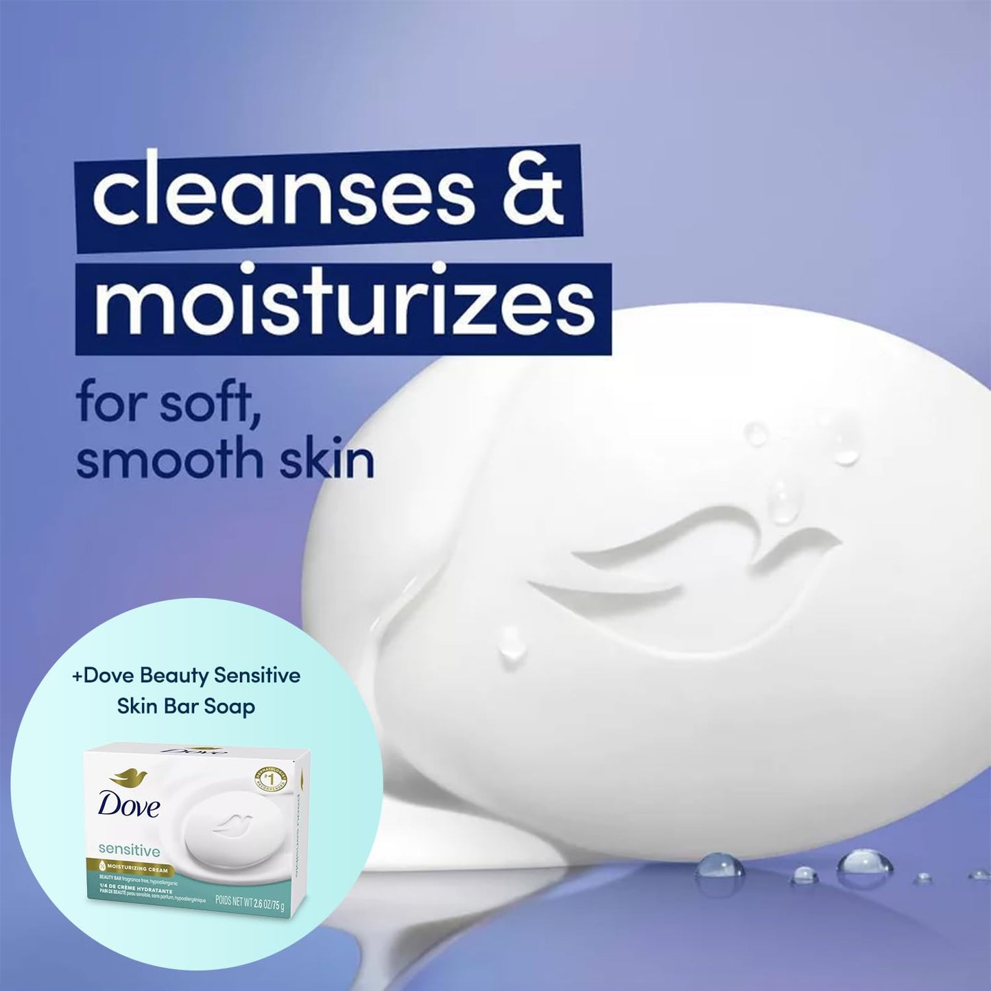 Dove Beauty Bar Soap Variety 4-Pack – Sensitive Skin, Fragrance-Free + Original, with Moisturizing Cream, 2.6 Oz Ea