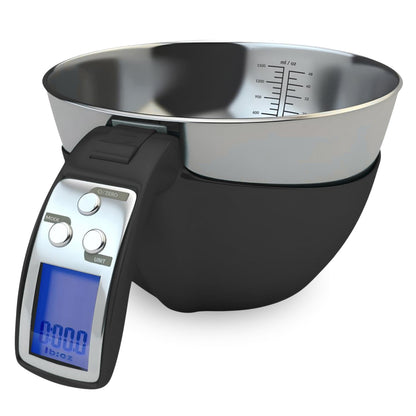 Fradel Digital Kitchen Food Scale with Bowl - 11lb, Grams & Ounces - Removable, Dishwasher-Safe Mixing Bowl - Black