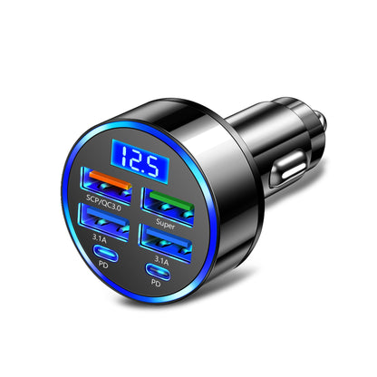 6 Ports Fast Car Charger with Voltage Monitor,Car Cigarette Lighter USB Charger (PD+QC3.0) Compatible with iphone13/14/15 & Most Android Models,Car Must Haves USB C Car Charger (1PCS)