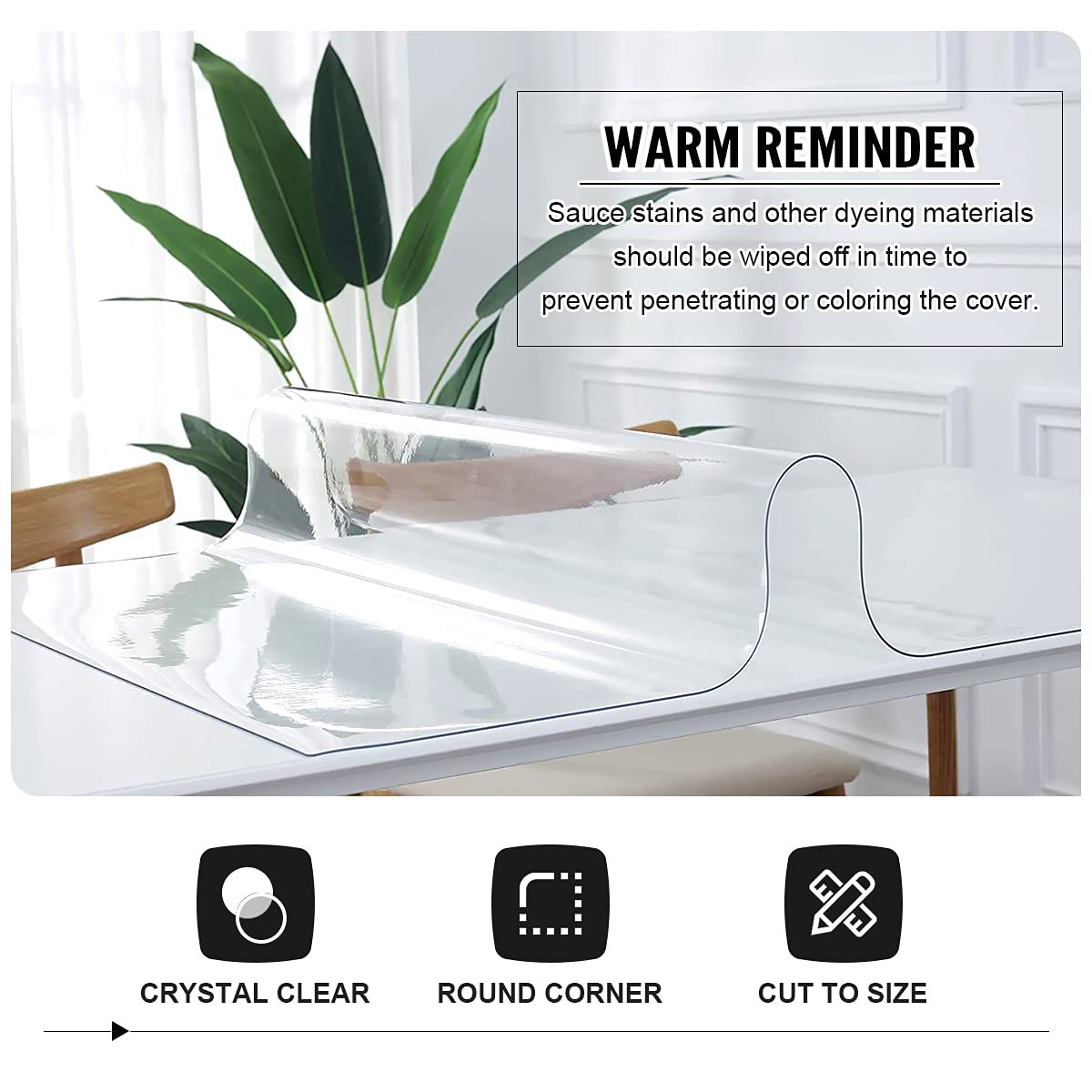 Royhom Clear Table Cover Protector 2mm Thick, 17 x 24 Inch Clear Plastic Table Cover Protector, PVC Desk Mat, Easy to Clean, Waterproof Tablecloth for Kitchen, Dinning Room