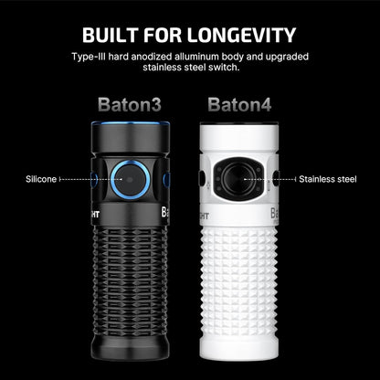 OLIGHT Baton4 Premium Edition EDC Flashlights 1300 Lumens with Type-C Charging Box, Powered by Rechargeable Battery, Small Bright Light (Guidance)