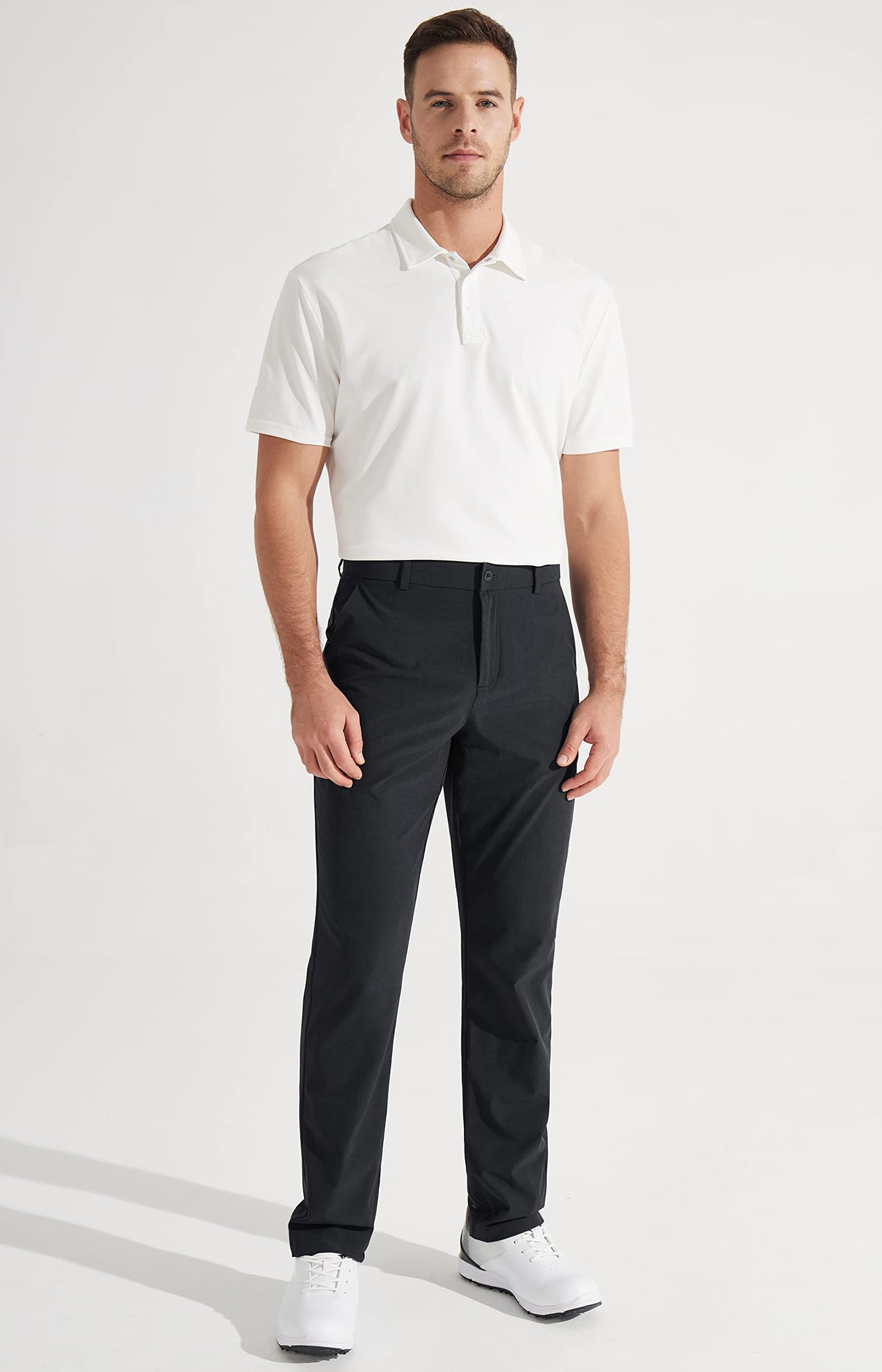 Libin Mens Golf Pants Stretch Work Dress Pants 30" Quick Dry Lightweight Business Casual Pant for Men Comfy, Black, 34W x 30L