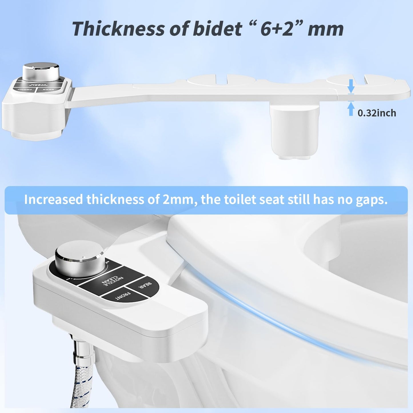 SAMODRA Non-Electric Bidet - Self Cleaning Dual Nozzle (Frontal and Rear Wash) Fresh Water Bidet Toilet Seat Attachment with Independent Adjustable Water Pressure (Classic Black/Silver)