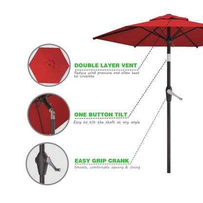 AreShark 7.5FT Patio Umbrella Table Market Umbrella w/Tilt and Crank Heavy-Duty Round Outdoor Umbrellas for Garden, Deck, Backyard, Pool and Beach, Red