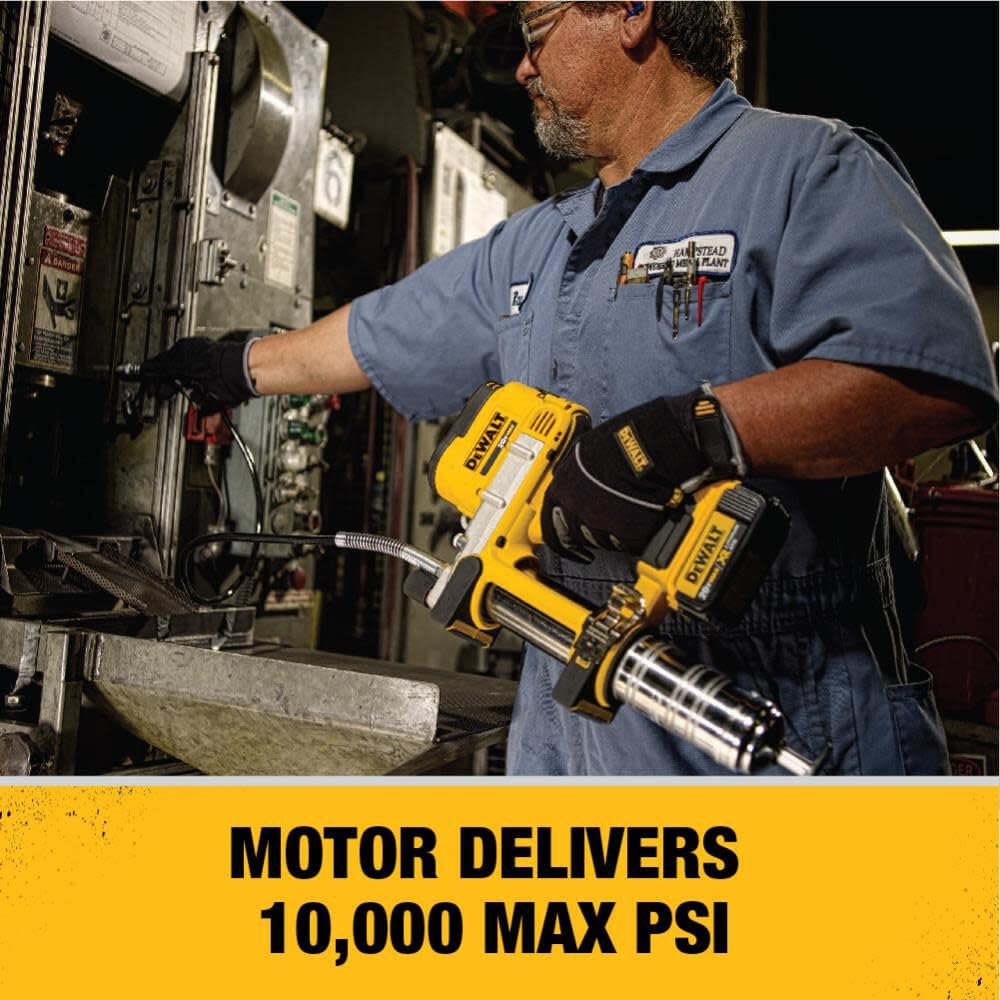 DEWALT Grease Gun Kit 20V MAX with Battery and Charger Cordless Grease Gun, 42” Hose, 10,000 PSI, Variable Speed Triggers (DCGG571M1)