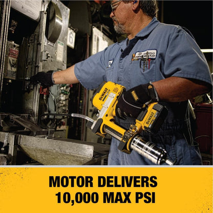 DEWALT Grease Gun Kit 20V MAX with Battery and Charger Cordless Grease Gun, 42” Hose, 10,000 PSI, Variable Speed Triggers (DCGG571M1)