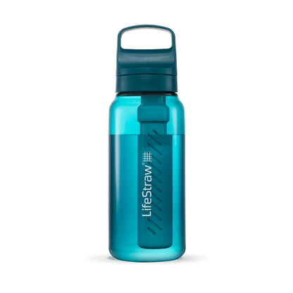 LifeStraw Go Series – BPA-Free Water Filter Bottle for Travel and Everyday use removes Bacteria, parasites and microplastics, Improves Taste, 1L Laguna Teal