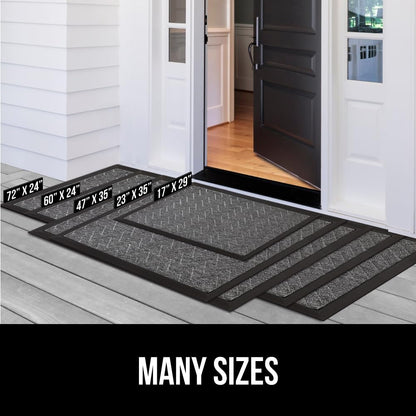 GORILLA GRIP 100% Waterproof All-Season WeatherMax Doormat, Durable Natural Rubber, Stain and Fade Resistant, Low Profile, Indoor Outdoor Door Mats, Easy Clean Patio Entrance Mat, 17x29, Gray Diamond