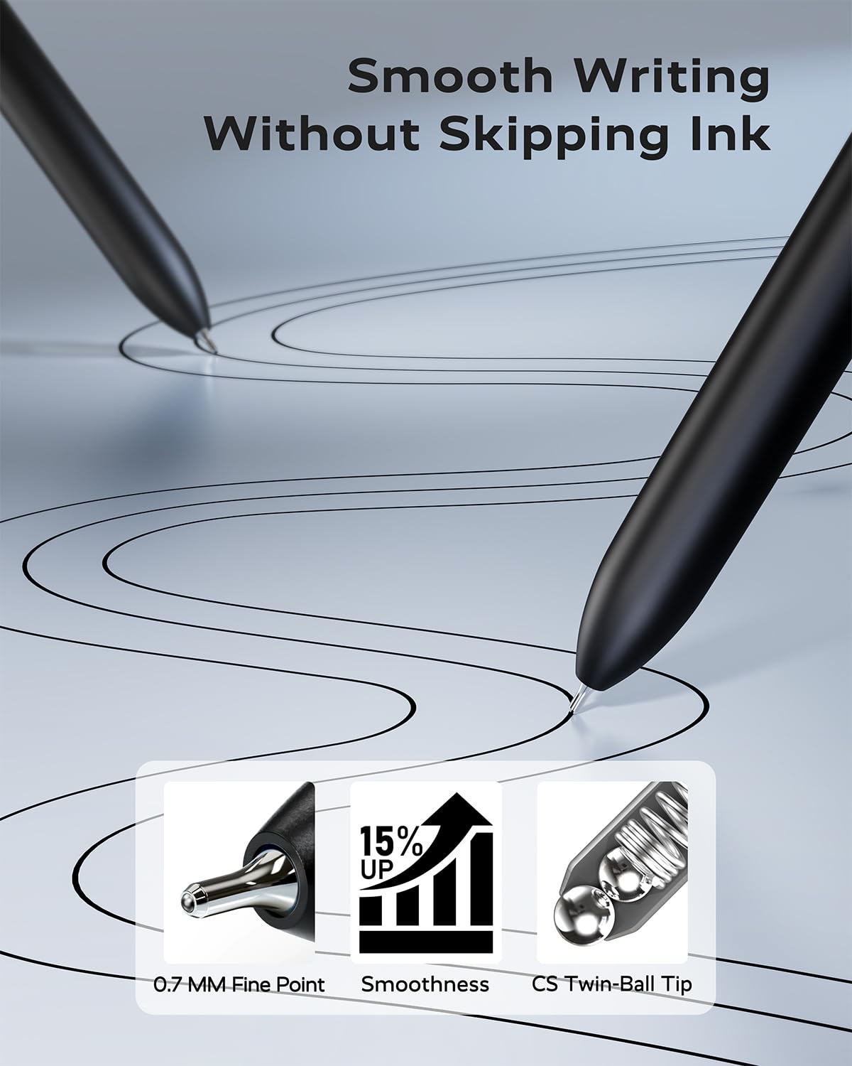 STAGEEK Black Gel Pens, 12Pcs Fine Point Smooth Writing Pens with 3 Extra Refills, Quick Dry Black Ink Pens for Journaling, Office, Note Taking, School Supplies, Nurse Aesthetic(Black)