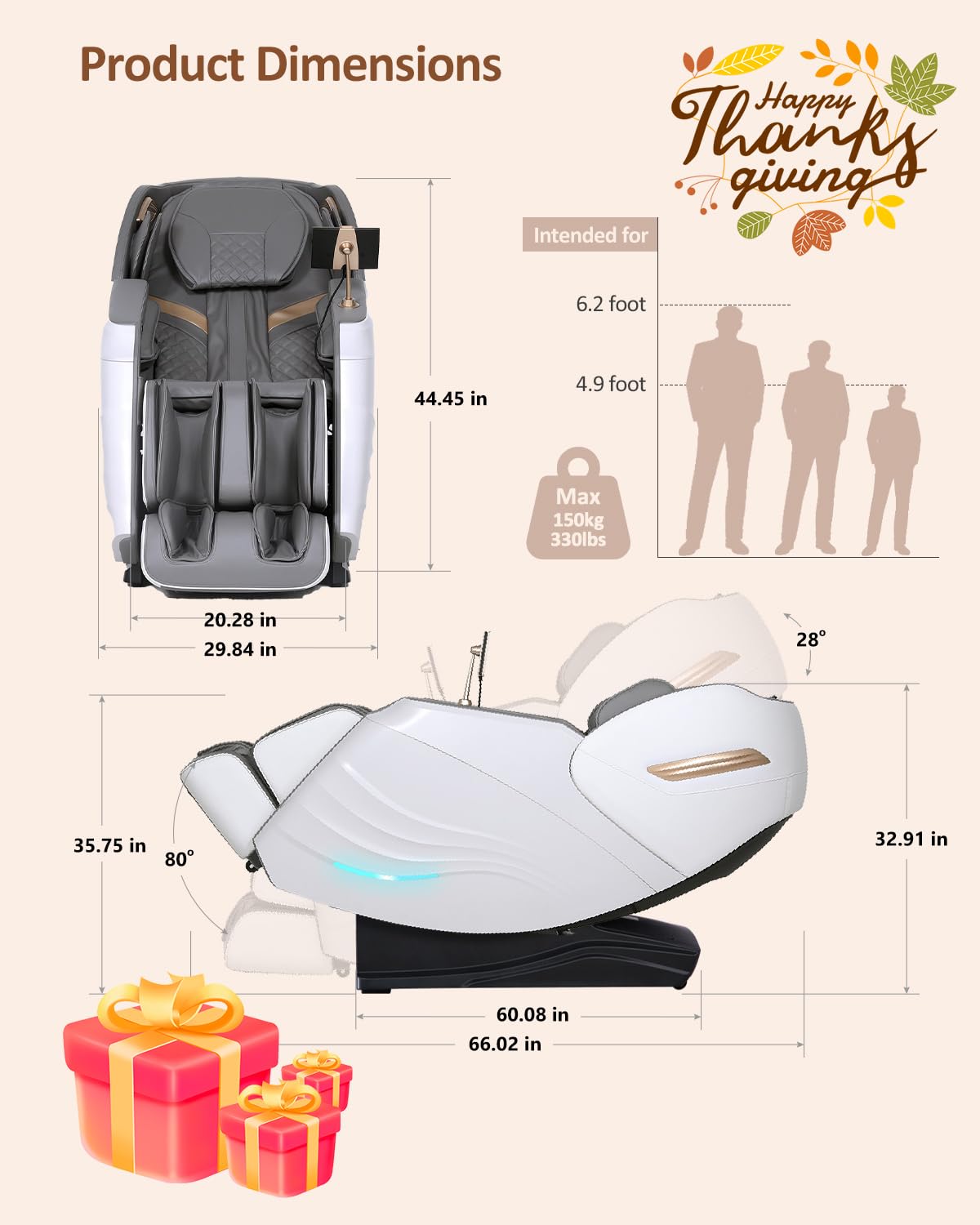 RELX 2025 Massage Chair Full Body, 20 Modes Zero Gravity SL-Track Shiatsu Massage Chair Built-in Heat System, Airbag Massage with Body Scan, Deep Yoga Stretch, Calfrest Extension and AI Control(White)