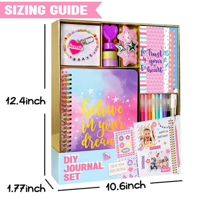Nollh DIY Journal Kit for Girls - 26PCS Teen Tween Girl Gifts Trendy Stuff, Stocking Stuffers, Scrapbook Supplies Stationery Set, Art Crafts Kit - Ideal Gifts for 8 9 10 11 12 13 14 Year Old Girl