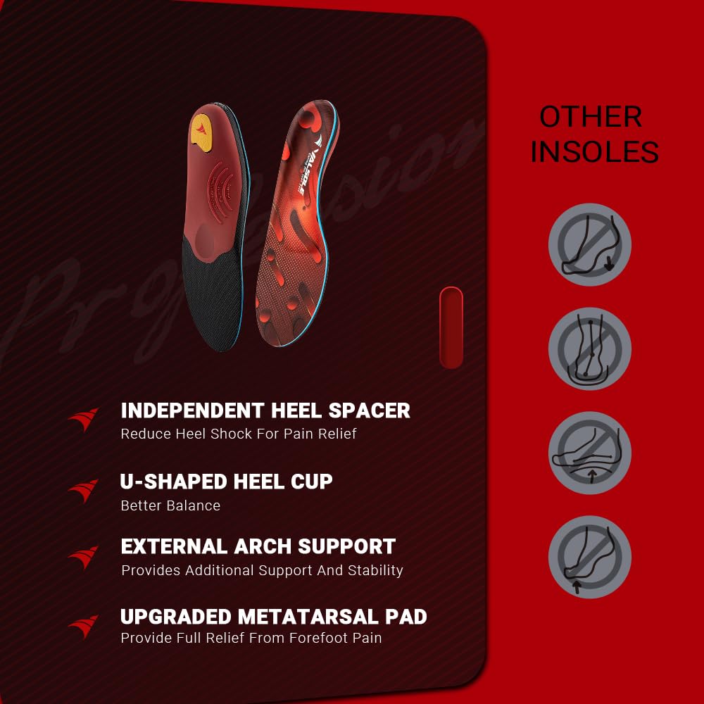 VALSOLE 250+ lbs Plantar Fasciitis High Arch Support Insole for Men Women,Heavy Duty Support Pain Relief Orthotics Insert,Relieve Flat Feet,High Arch,Foot Pain,Standing All Day Boot Work Shoe Insole