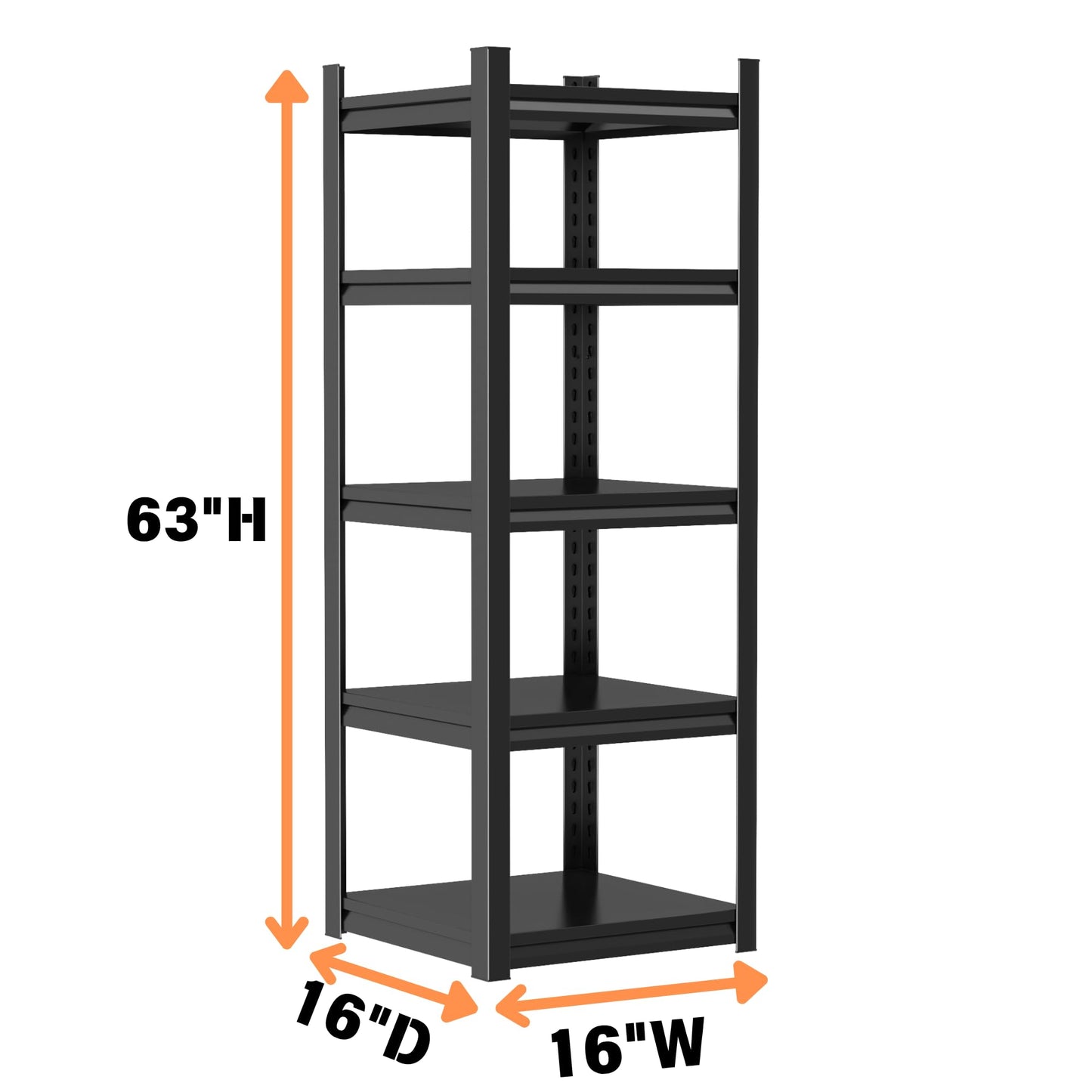 Notmise Metal Garage Shelving Unit, Heavy Duty 5-Tier Adjustable Storage Rack, Steel Shelving,2000 lbs Capacity, Industrial Shelves for Heavy Tools and Equipment (5-Tier 63" H x16 W x 16" D)