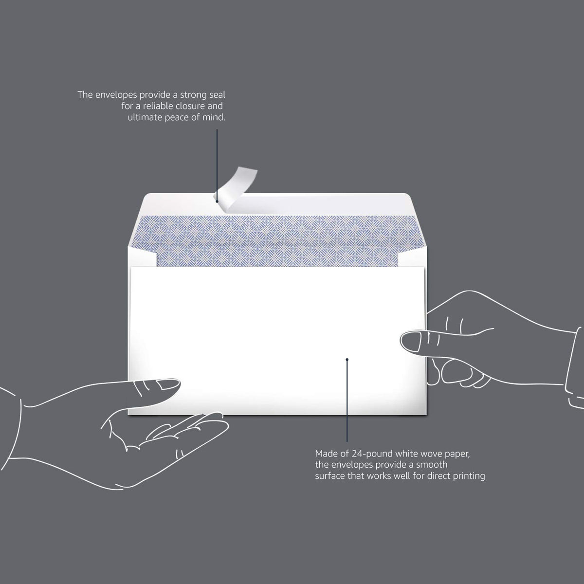 Amazon Basics Quality #6 3/4 Security-Tinted Envelopes with Peel and Seal, 300-Pack, White