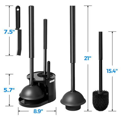 FORASTO 4Pack 3 in 1 Toilet Brush and Plunger Set,Toilet Bowl Brush Plunger Set,Toilet Brush Plunger Combo,Cleaning Brush,Cleaning Supplies, Crevice Cleaning Brush, Bathroom Cleaning Tools