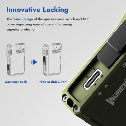 WUBEN G5 Rechargeable EDC Flashlight, Powerful RGB Flashights, 400 Lumens Portable Flat Mini Flashlights, IP68 Waterproof Multi-Mode Magnetic Small Keychain Flashlight for Camping, Emergency (Green)