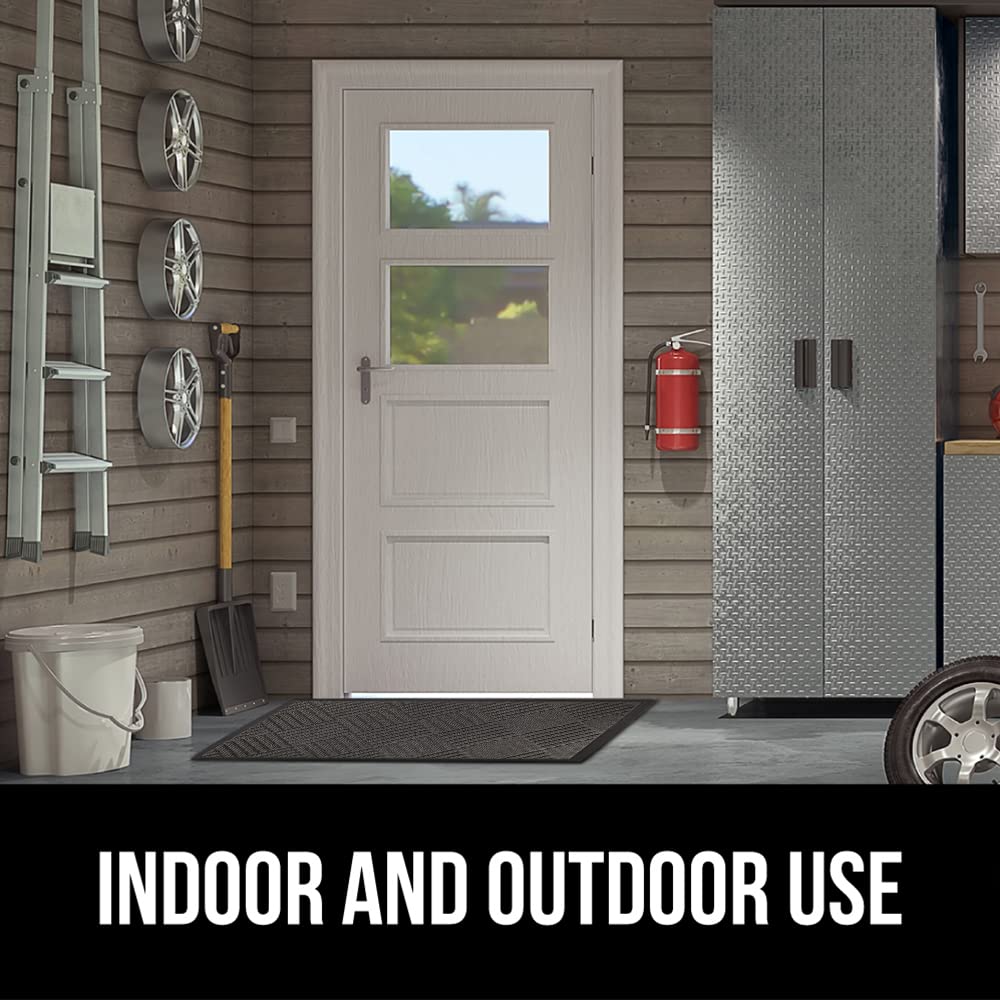 GORILLA GRIP 100% Waterproof All-Season WeatherMax Doormat, Durable Natural Rubber, Stain and Fade Resistant, Low Profile, Indoor Outdoor Door Mats, Easy Clean Patio Entrance Mat, 17x29, Gray Diamond