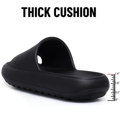 Comwarm Cloud Slide Sandals for Women Men Ultra Comfort Recovery Pillow Slippers Soft Summer Beach Shoes with Low Arch Support,Matte Black Size 6.5-7 Wonmen/5-5.5 Men