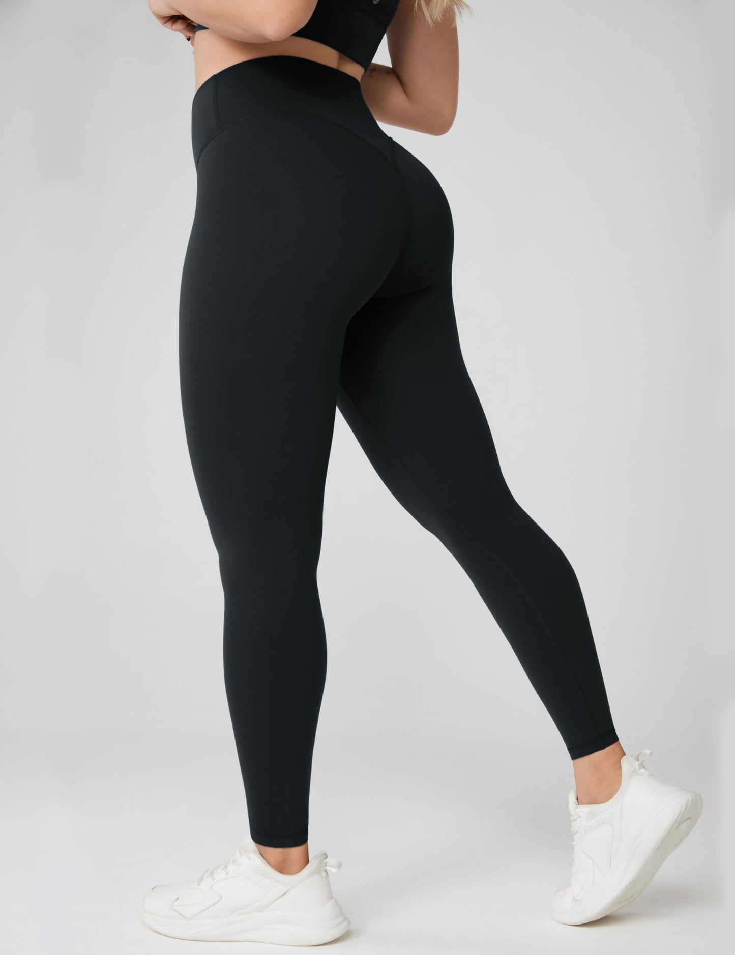 UNISSU Hugcurve No Front Seam High Waisted Workout Leggings for Women Buttery Soft Yoga Pants Gym Athletic Tights - 25'' Black Small
