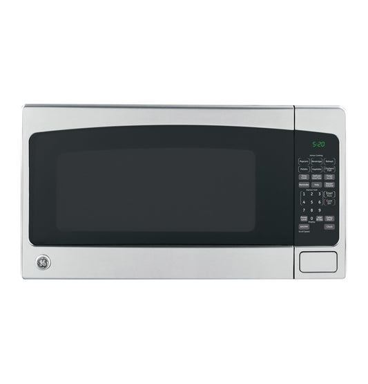 GE Countertop Microwave Oven,1, 200-watt Capacity, 2.0 Cubic Ft., 8 Auto Setting Cooking Settings, Child-Lock Technology, Kitchen Essentials for the Countertop, Dorm Room or Apartment, Stainless Steel