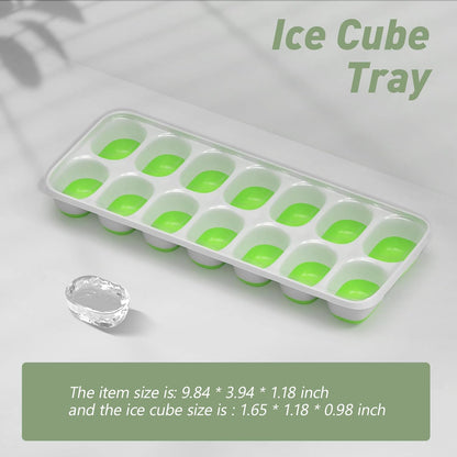 Ice Cube Tray with Lid, 2 Packs 28 Cubes Durable Stackable Ice Cube Trays for Freezer with Removable Lids, Easy-Release Plastic & Silicone Ice Tray for Cocktail, Coffee
