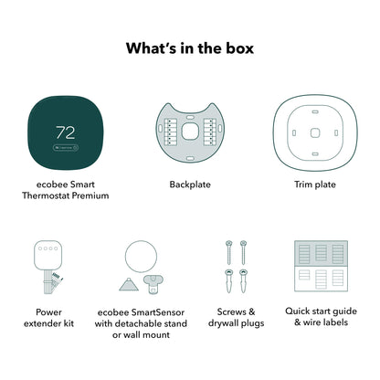 ecobee Smart Thermostat Premium with Smart Sensor and Air Quality Monitor - Programmable Wifi Thermostat - Works with Siri, Alexa, Google Assistant