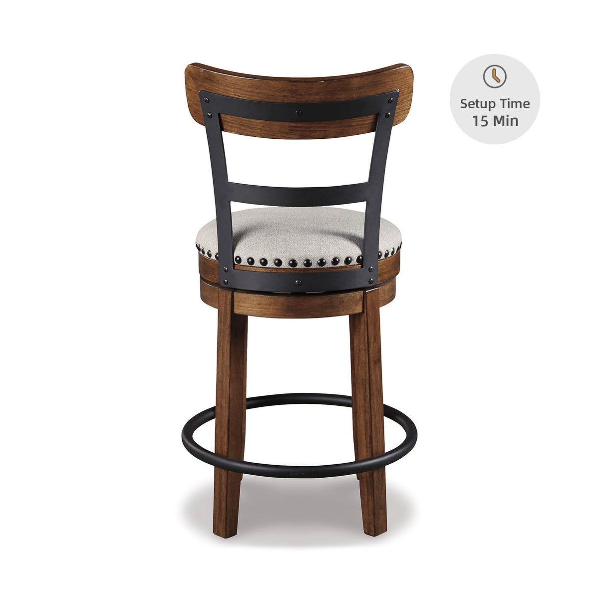 Signature Design by Ashley Valebeck Rustic Farmhouse 24.5” Counter Height Swivel Bar Stool, Brown