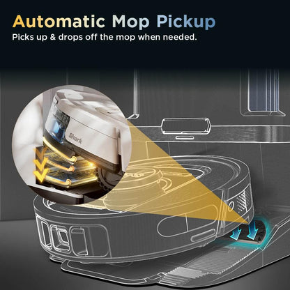 Shark Robot Vacuum & Mop Combo, PowerDetect ThermaCharged NeverTouch Pro, Self-Emptying, Self-Refill with Heated Mop Cleaning, 60-Day Capacity, 30-Day Tank, 6 PowerDetect Technologies, White, AV2900XE