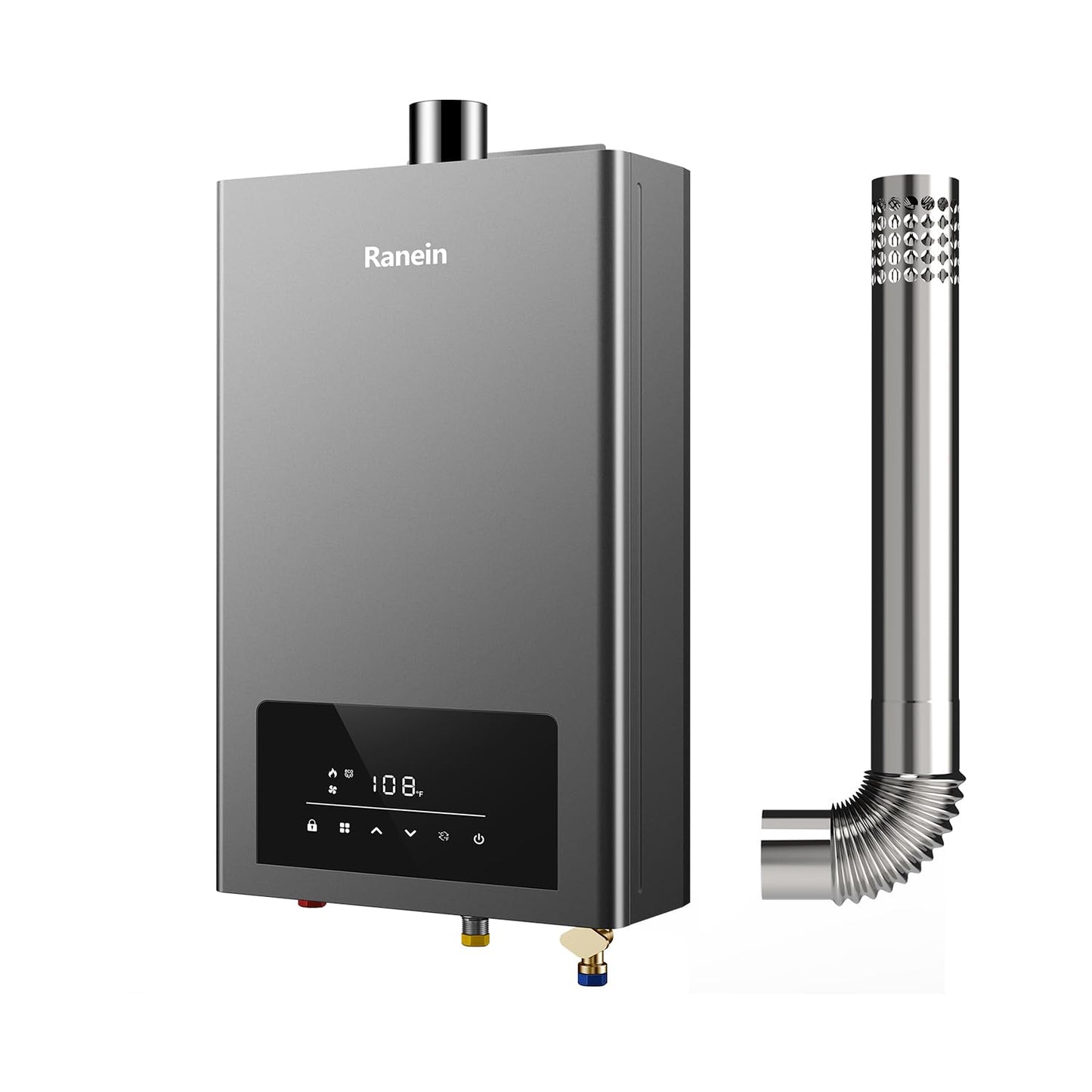 Ranein Natural Gas Tankless Water Heater, Indoor Max 3.6 GPM, 80,000 BTU Instant Hot Water Heater