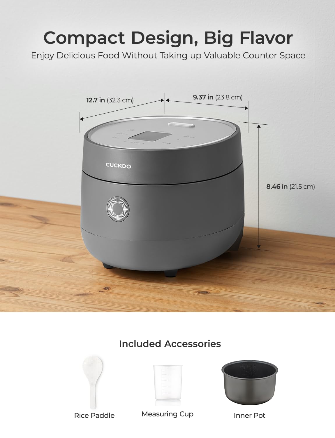 CUCKOO Rice Cooker 6 Cup Uncooked / 12 Cup Cooked, Modern Fuzzy Logic Rice Cooker Small with Delay Timer & Keep Warm Setting, Versatile Food Steamer for Cooking, Non-Stick Inner Pot, Gray (CR-0675FG)