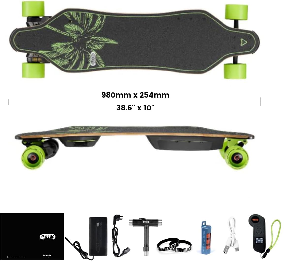 MEEPO Envy NLS 3 Electric Skateboard 32Mph Top Speed 24 Miles Range 2519 Watts x 2 Belt Motors