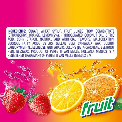 Mentos Candy, Mint Chewy Candy Roll, Fruit, Non-Melting, Holiday, Party, Concessions, Office, 14 Pieces (Bulk Pack of 15) - Packaging May Vary