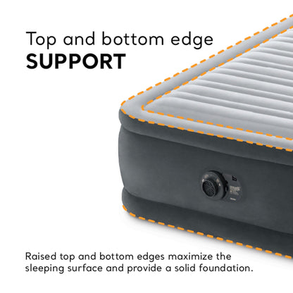 INTEX Twin Size Air Mattress, 18in Height, Built-in Pump, Dura-Beam Deluxe Comfort-Plush - Portable Inflatable Blow-up Bed for Camping, Travel, Guests