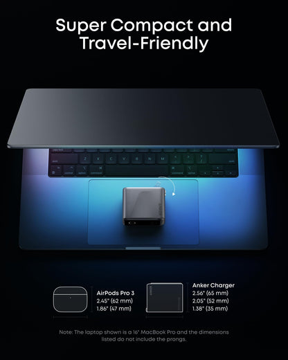 Anker Prime GaN Charger, 160W 3-Port Compact USB C Charger Block, Smart Display and Touch Control, 140W Max Charging via Any Single Port, for MacBook, Laptop, iPhone 17/16/15 Series, iPad(Non-Battery)