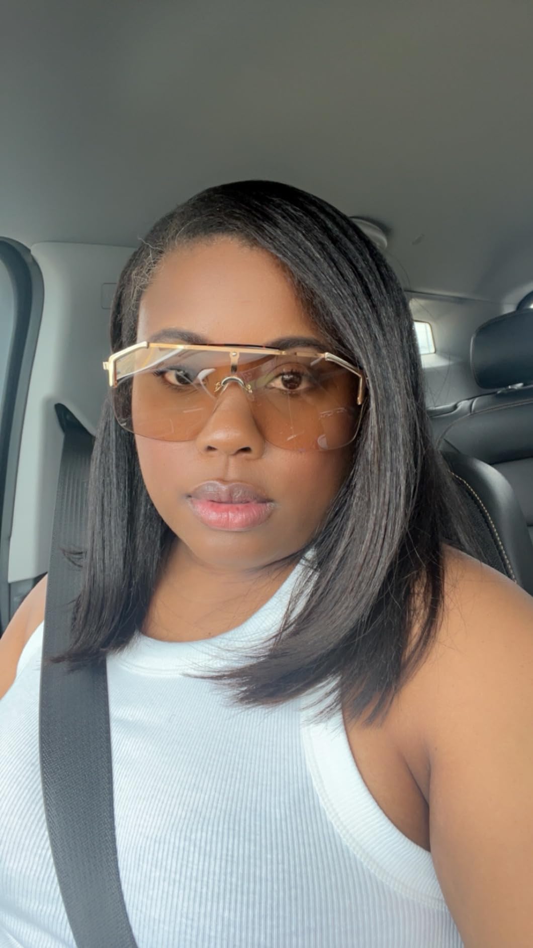 FEISEDY Classic Siamese One Piece Oversized Sunglasses Nice Rimless Stylish Retro Design for Women Men B2634