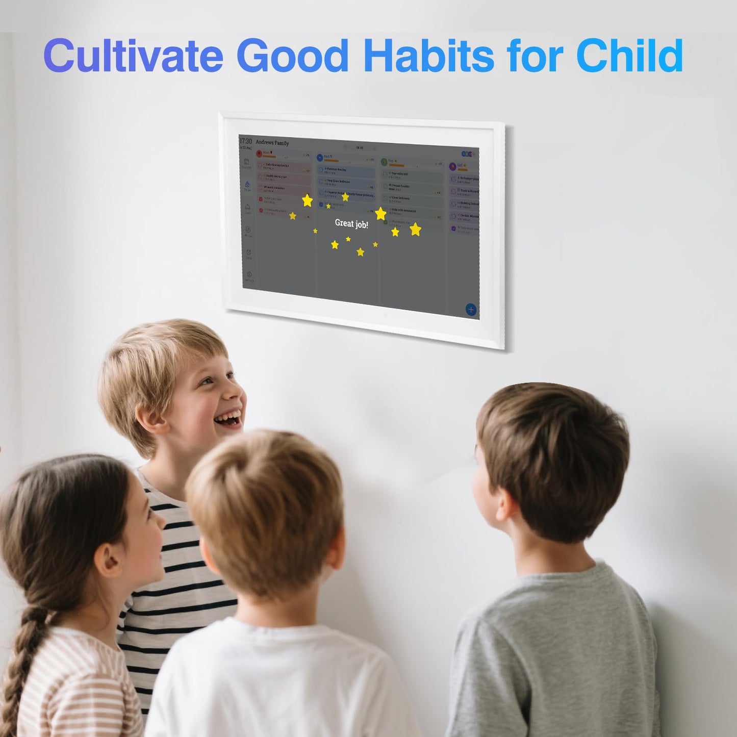 Digital Calendar 15.6 inch ECalendar Planner Wall Touch Screen, Electronic Calendars for Family Organizer, Smart Chore Chart Sync with Phone by App for Meal Planner, Photo Share Stand & Wall Mount