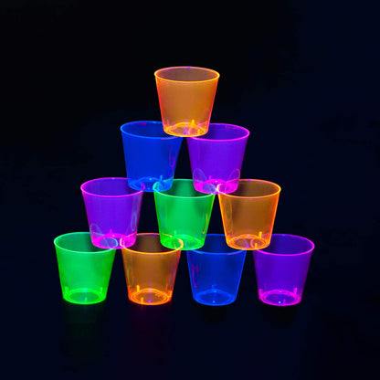 Party Essentials Hard Plastic 2-Ounce Shot/Shooter Glasses, 40-Count, Assorted Neon