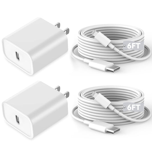 Fast iPhone Charger, iPhone Charger Fast Charging 2Pack Quick Chargers 6ft Long USB C to Lightning Cable Quick Charging Cord USB Charge Block Adapter for iPhone 14 Plus/14 ProMax/13 Mini 12/11/XS/iPad