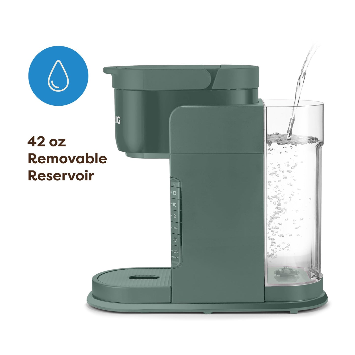 Keurig K-Express Single Serve K-Cup Pod Coffee Maker, 3 Brew Sizes, Strong Button Feature, 42oz Removable Reservoir, Evergreen